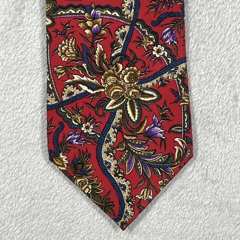 Vintage Tino Congiu Tie Mens Silk Made in Italy Necktie Floral Patterned 90s